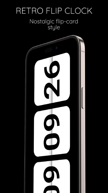 StandBy retro flip clock face with split-flap cards on a charging Android phone