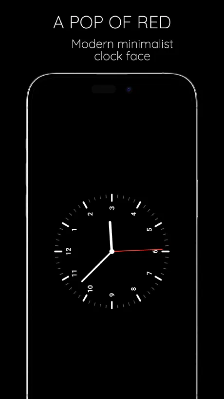 StandBy modern minimalist analog clock face with a red second hand on Android